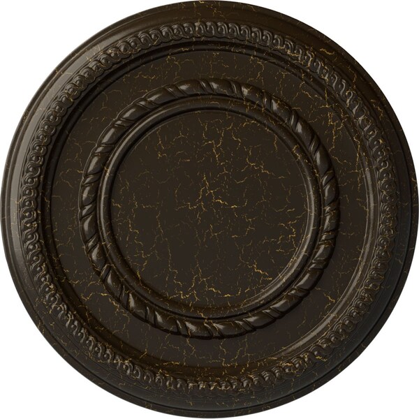 Ekena Millwork Federal Roped Small Ceiling Medallion (Canopies up to 6"), 12 5/8"OD x 1 1/8"P, Stone Hearth Crackle CM12FESHC - main
